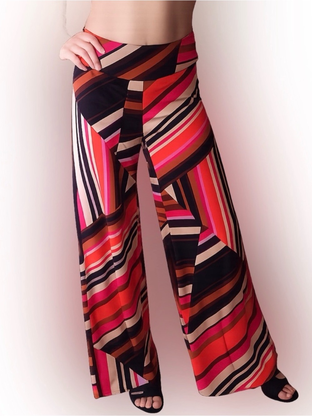 BAR III Geometric Stripe Wide Leg Palazzo Pants Size Small